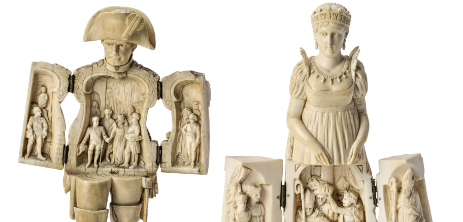 Napoleón y Josefina, dos esculturas de Dieppe por 7.500 euros en Balclis