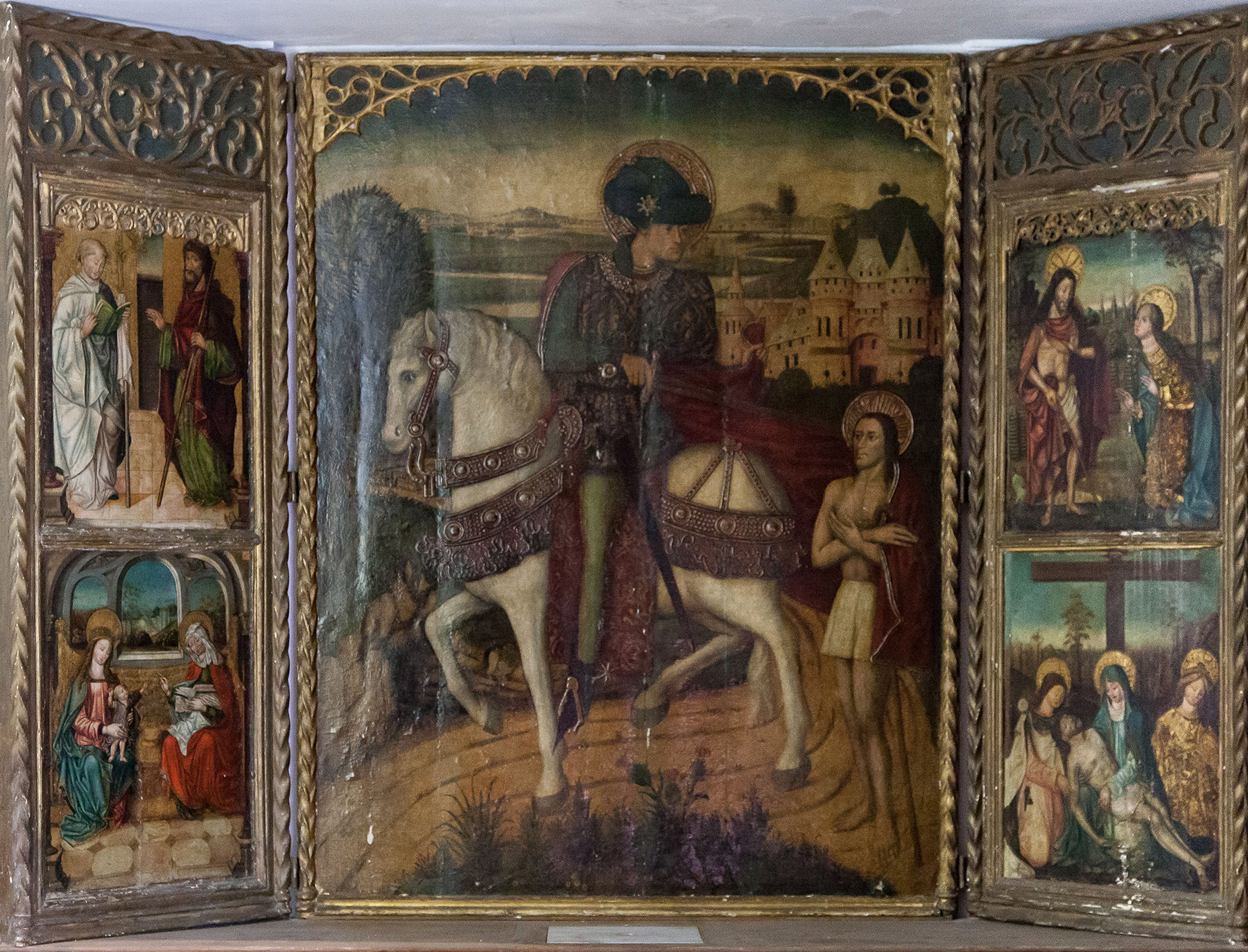 Anónimo español, fines siglo XV. Tríptico de San Martín de Tours con otras escenas. Salida y remate: 90.000 euros