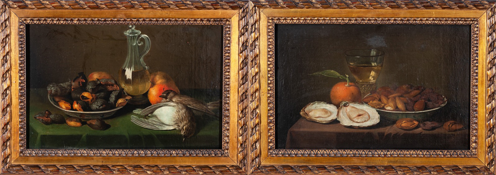 Zacarías González Velázquez. Bodegón con aves y jarra de cristal, y Bodegón con ostras y almendras. Salida: 30.000 euros. No vendido