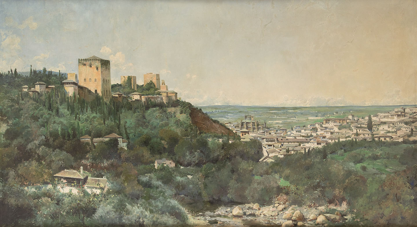 Antonio Gomar, Vista de la Alhambra de Granada. Salida y remate: 10.000 euros. Comprado por el Estado
