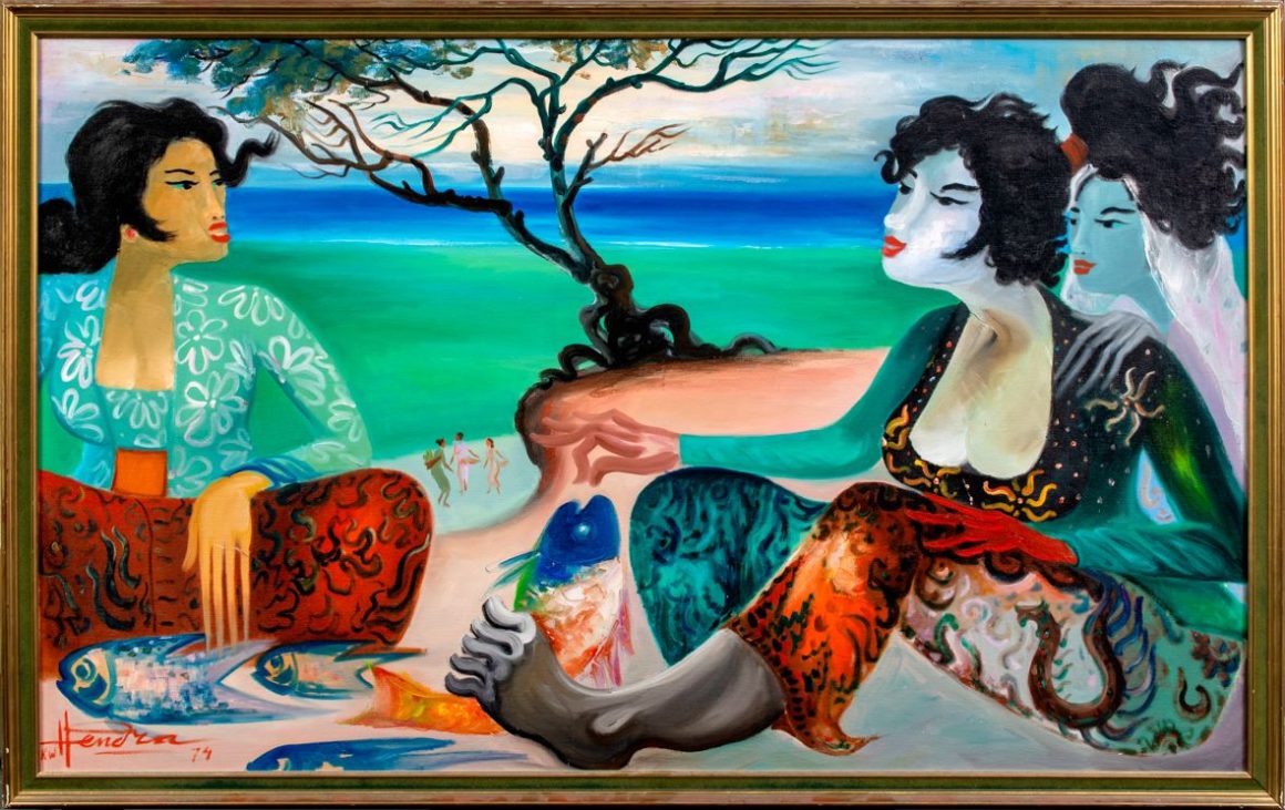 Hendra Gunawam, Ladies with fish in a sea landscape, 1974. Salida: 120.000 euros. No vendido