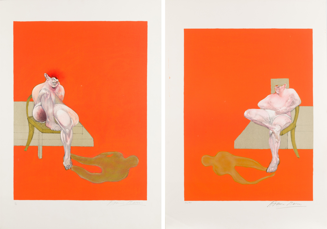 Francis Bacon, Triptych, 1983, izquierda y derecha. Salida: 5.000 euros cada uno. Remate: 7.000 y 7.500 euros, respectivamente