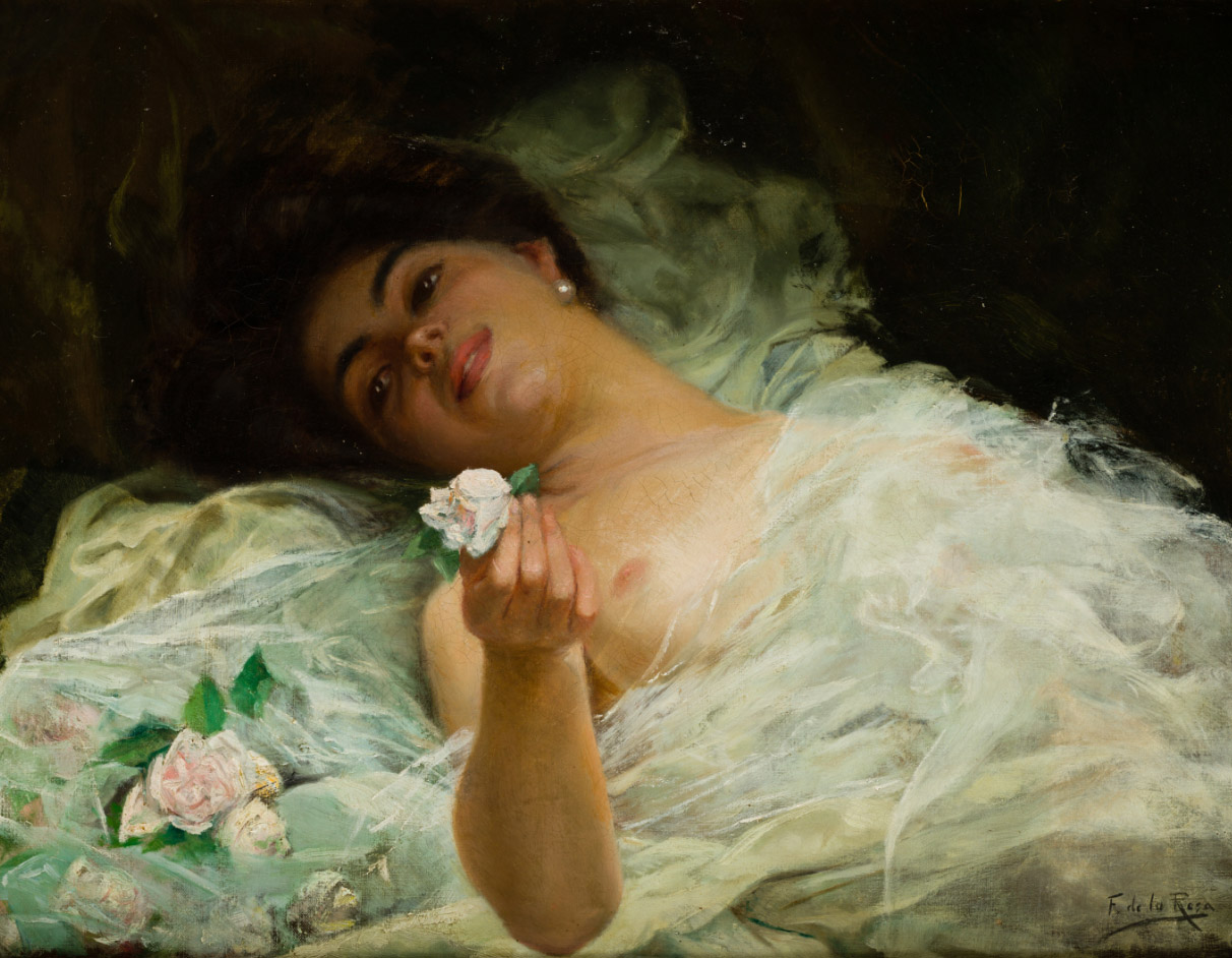 Fabián de la Rosa, Retrato de la modelo del artista desnuda. Salida: 7.500 euros. Remate: 8.000 euros
