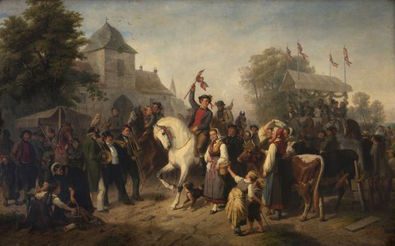 Wilhelm Karl Hahn, Celebración en la feria de ganado, 1863. Salida: 80.000 euros. No vendido