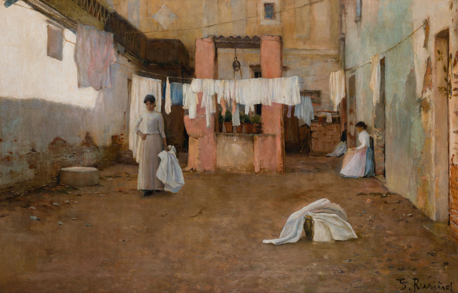 Santiago Rusiñol, Lavanderas de la Barceloneta, 1890. Salida: 130.000 euros. Remate: 140.000 euros