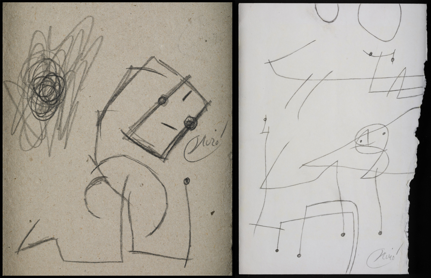 Joan Miró, Femme dans la nuit, 1978 y Personnage oiseaux, 1978. Salida: 20.000 y 22.000 euros, respectivamente. Remates: 20.000 euros el primero; el segundo, no vendido