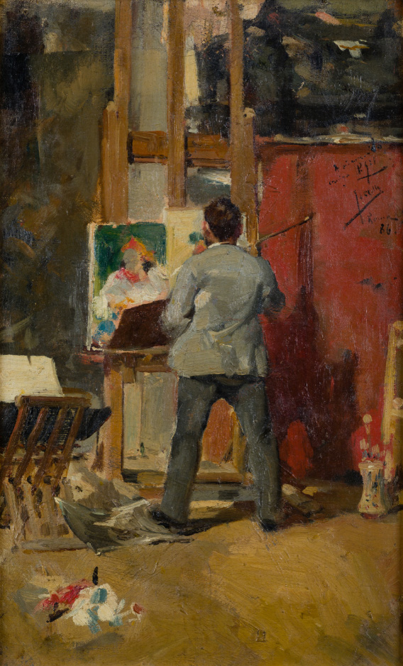 Joaquín Sorolla, Sorolla pintando en su estudio de Roma, 1886. Salida: 120.000 euros. No vendido