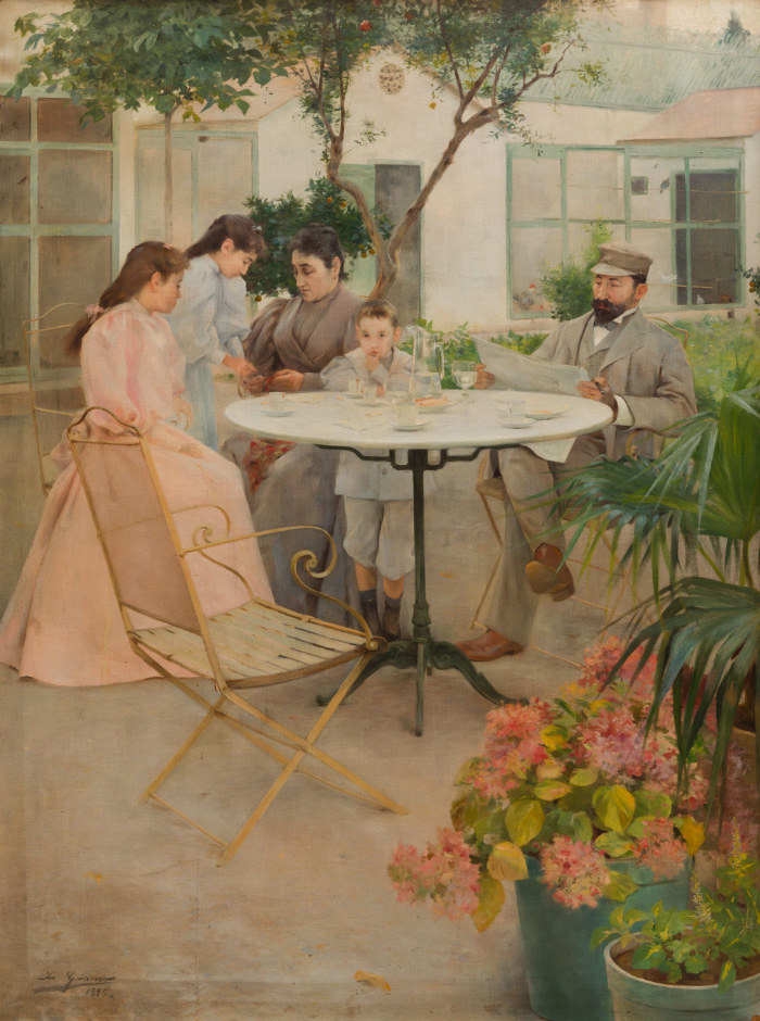 Luis Graner, Familia en el jardín, 1895. Salida: 32.000 euros. Remate: 40.000 euros. Comprado por el Estado