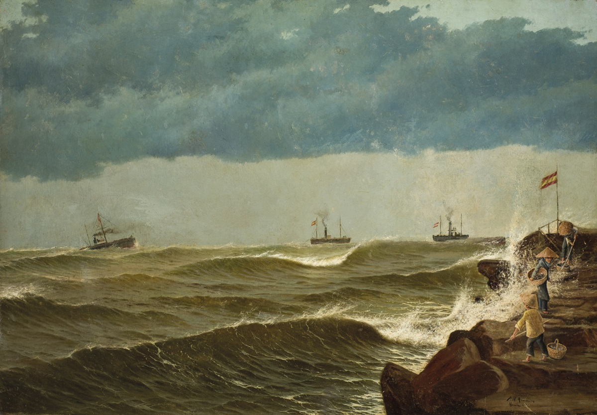 José María Asunción, Pescadores mirando tempestad. Salida y remate: 18.000 euros