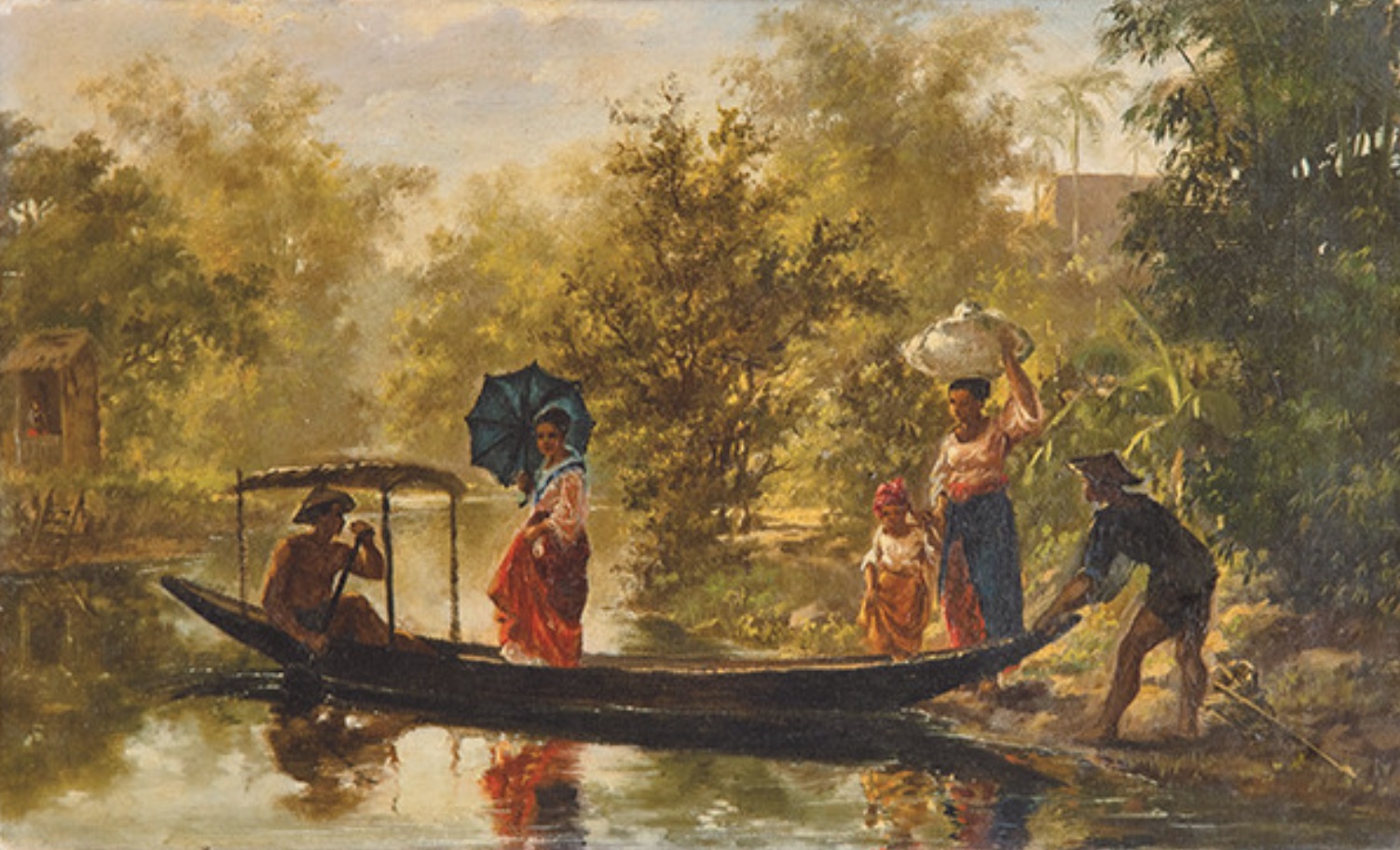 Atribuido a Félix Resurrección Hidalgo, Personajes filipinos en una barca, c. 1876. Salida: 20.000 euros. Remate: 95.000 euros