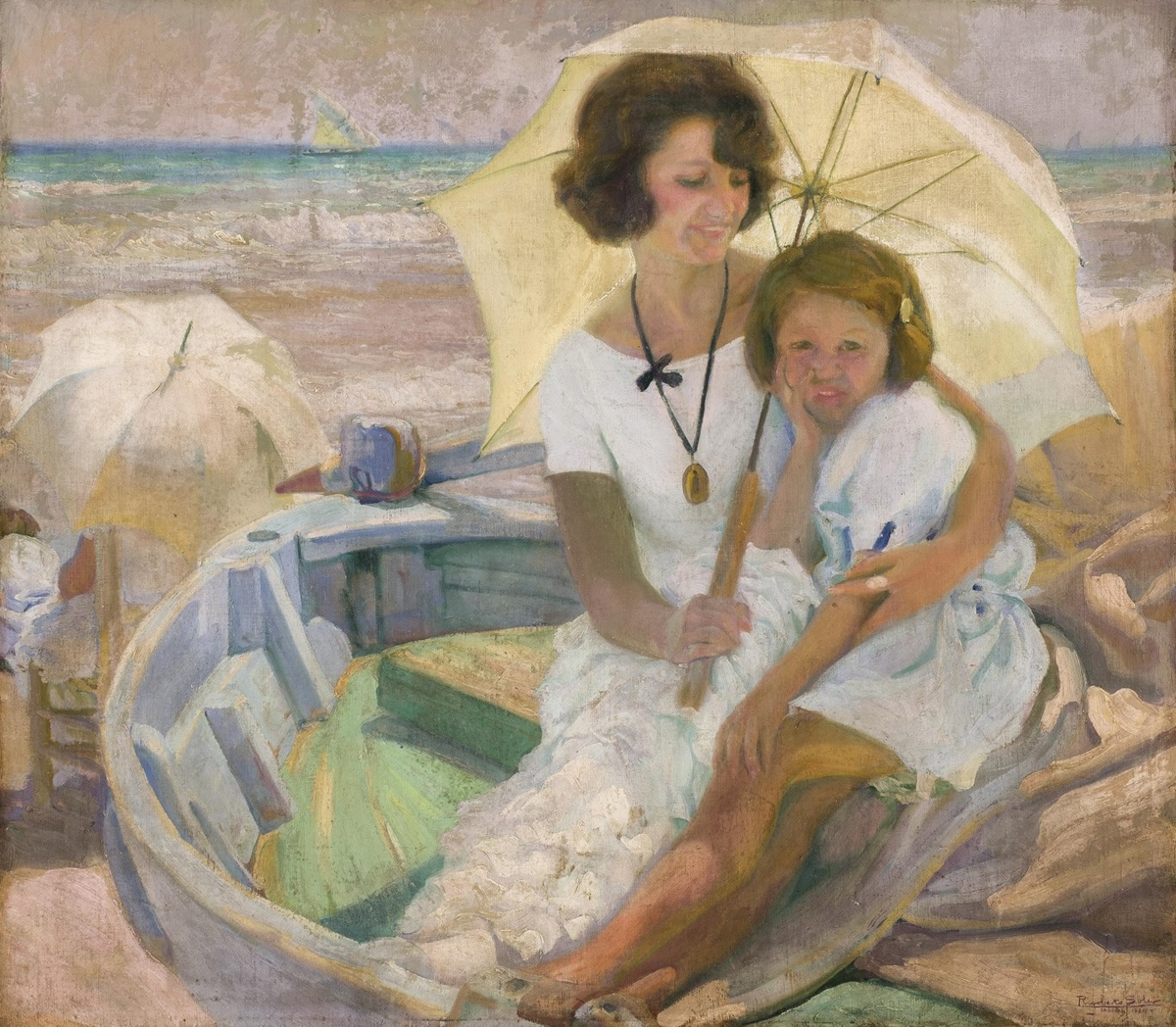 Rigoberto Soler, Madre e hija en El Cabañal, 1924. Salida: 12.000 euros. Remate: 15.000 euros