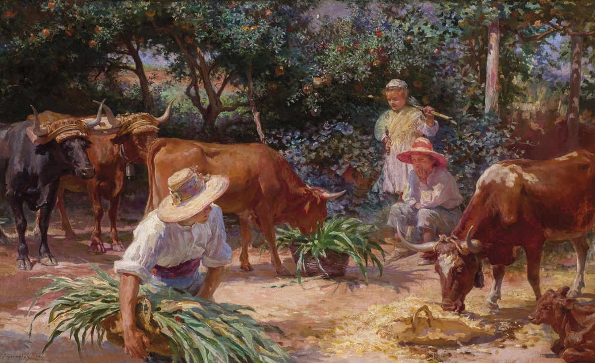José Garnelo, Campesinos valencianos, 1902. Salida y remate: 18.000 euros