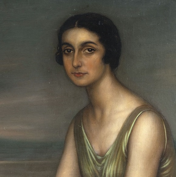 Julio Romero de Torres, Retrato de dama, c. 1922-1925,detalle