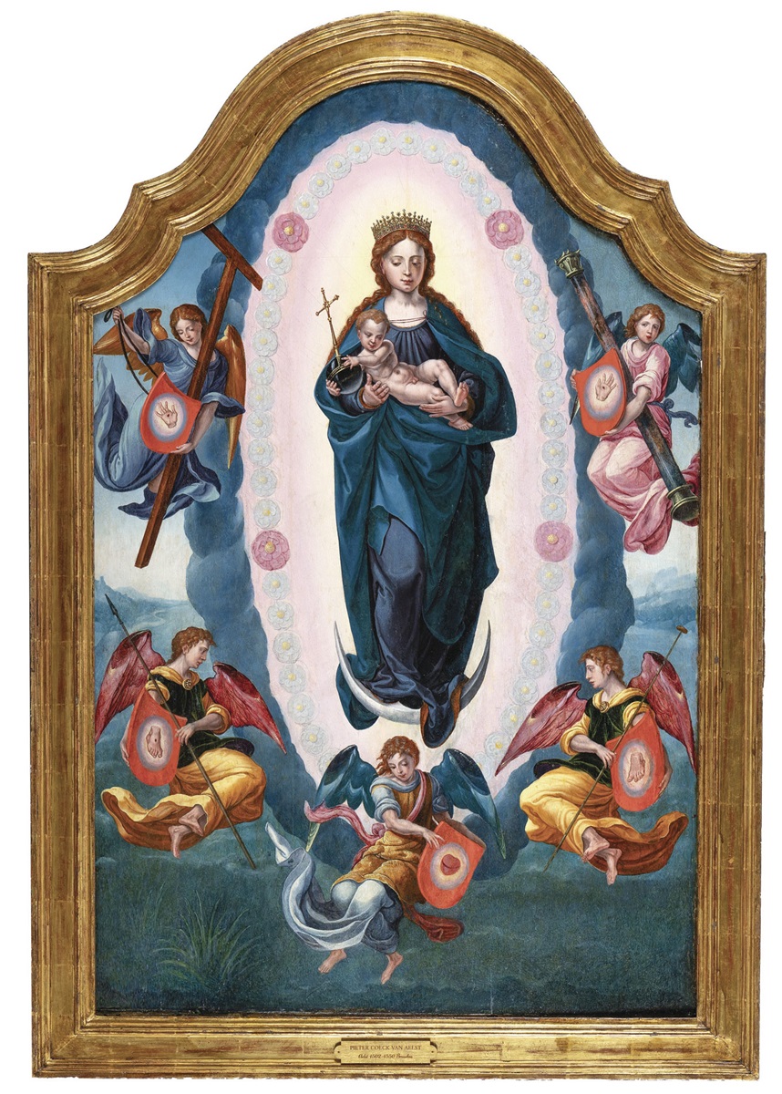 Pieter Coecke van Aelst, Virgen del Rosario con ángeles que portan los instrumentos de la Pasión. Salida: 60.000 euros. No vendido