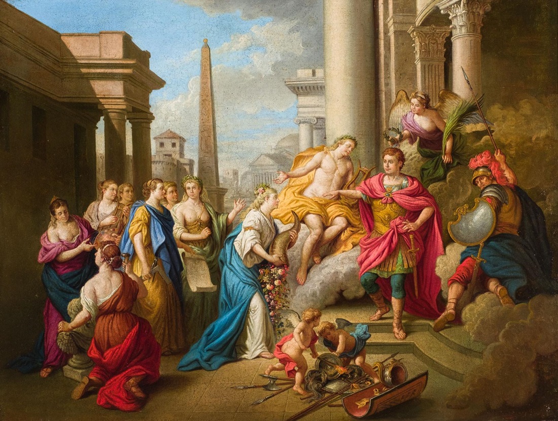 Escuela francesa siglo XVII, Apolo coronando al emperador de Roma. Salida: 12.000 euros. Remate: 14.000 euros