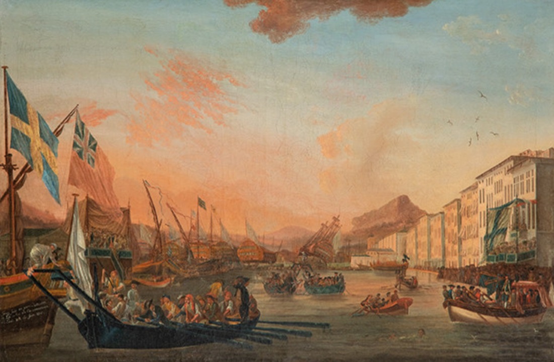Jacques Auguste Volaire, Justa en el puerto de Toulon celebrado con motivo de la coronación de Luis XVI en junio de 1775. Salida: 25.000 euros. No vendido