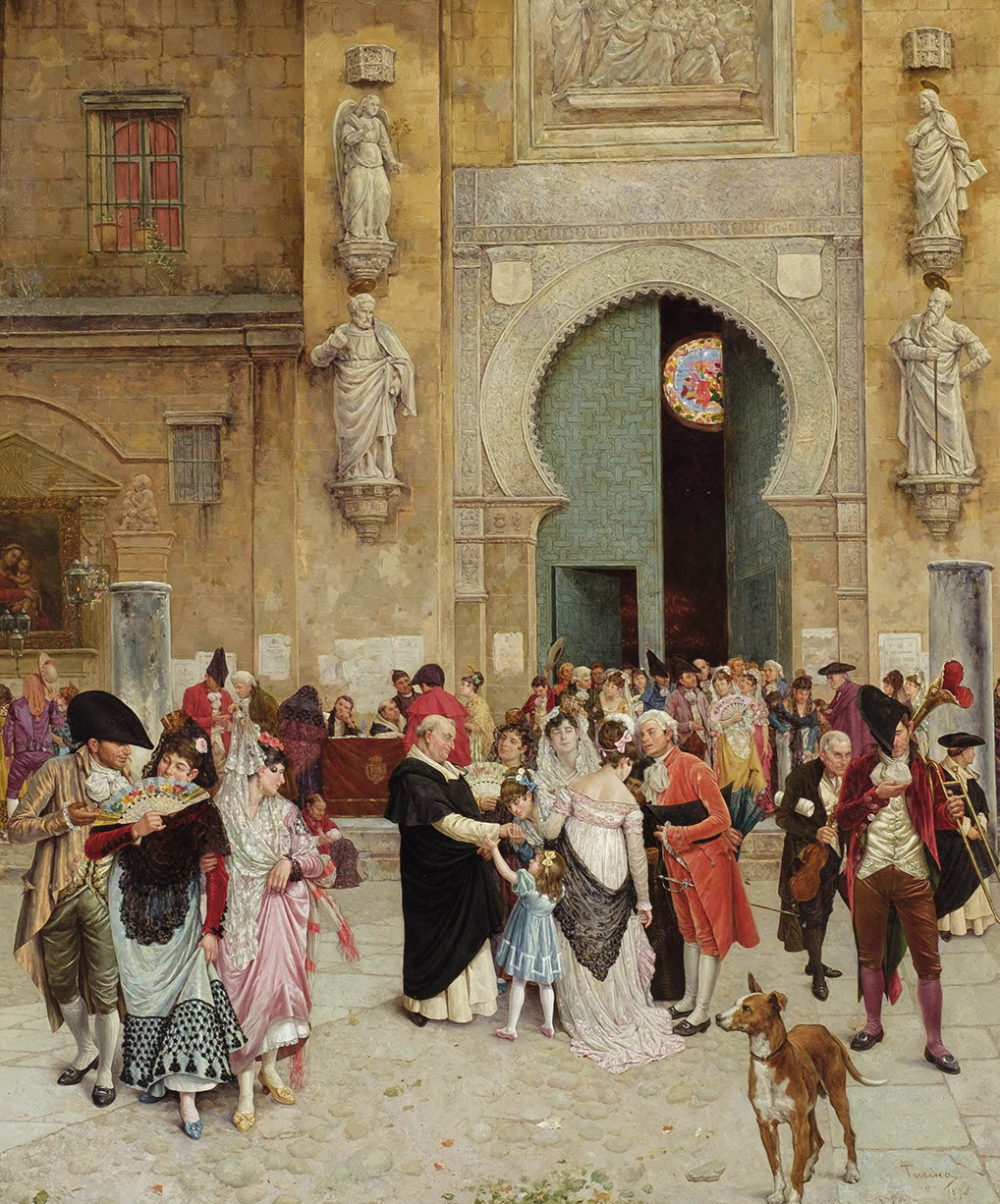 Joaquín Turina, Salida de misa por la puerta del perdón de la catedral de Sevilla, 1878. Durán. Salida: 12.000 euros. Remate: 15.000 euros