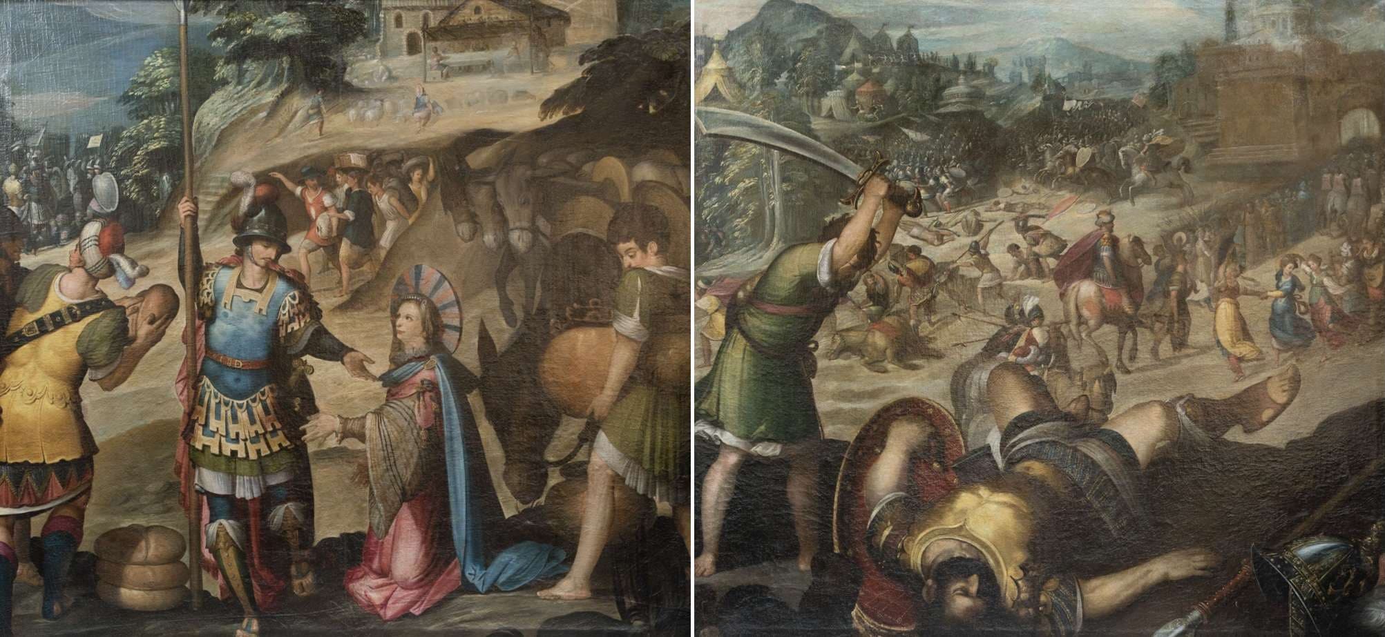 Anónimo, segunda mitad del siglo XVI, David y Betsabé, y La muerte de Urías. Ansorena. Salida: 18.000 euros. Remate: 22.000 euros cada uno