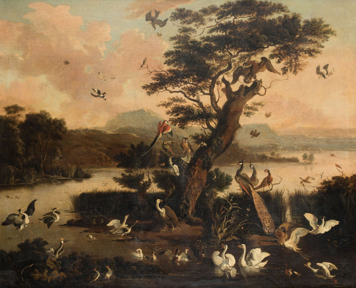 Abraham Danielsz Hondius, Paisaje con río y aves, 1690. Ansorena. Salida 15.000 euros. Remate: 16.000 euros