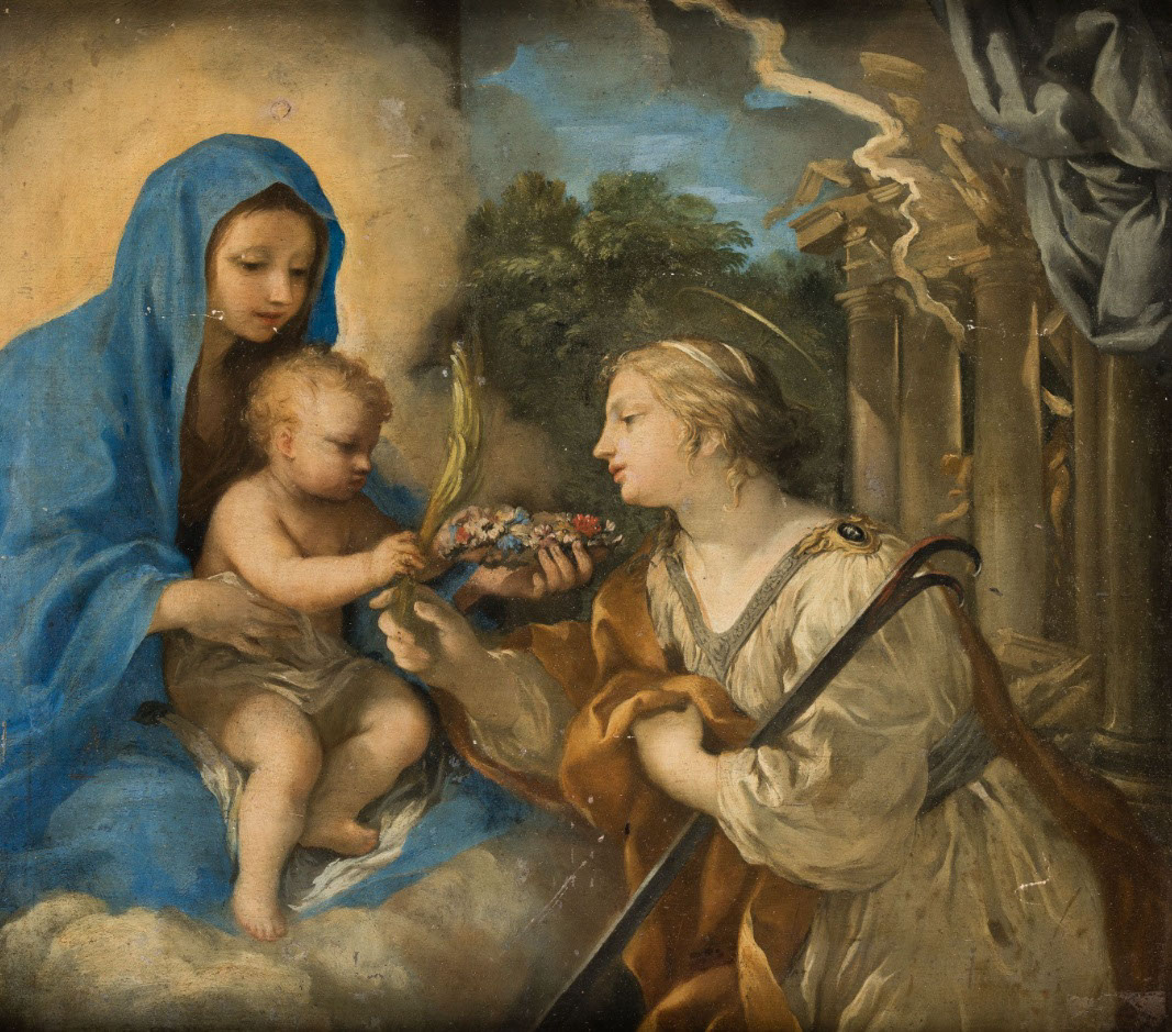 Seguidor de Pietro da Cortona, Aparición de la Virgen con el Niño a santa Martina. Ansorena. Salida: 4.000 euros. Remate: 18.000 euros