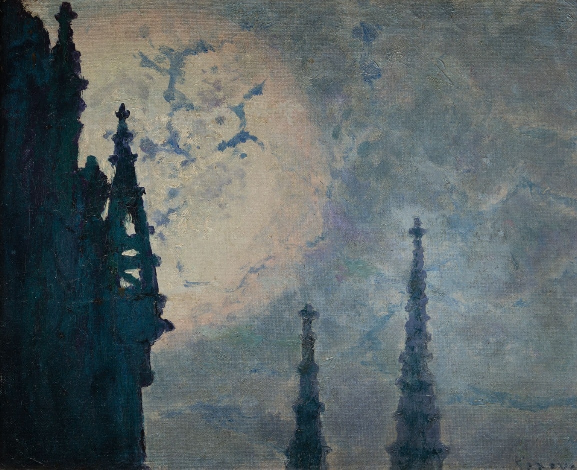Darío de Regoyos, Effet de lune o Torres góticas, 1901. Ansorena Subastas. Salida: 18.000 euros. Remate: 42.000 euros