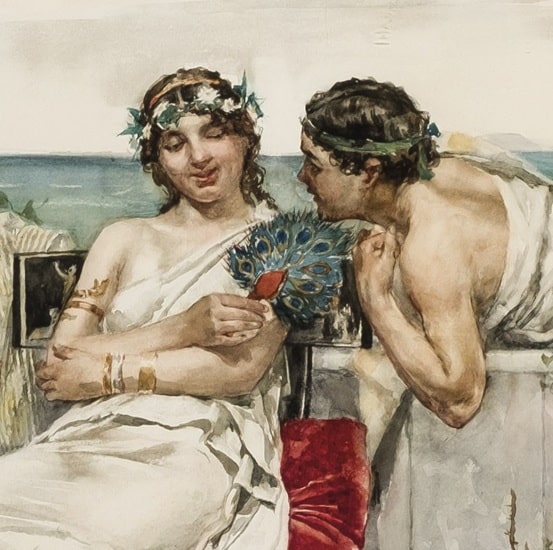 Juan Luna y Novicio, Galanteo napolitano, 1882, detalle Juan Luna y la pintura finisecular en Durán