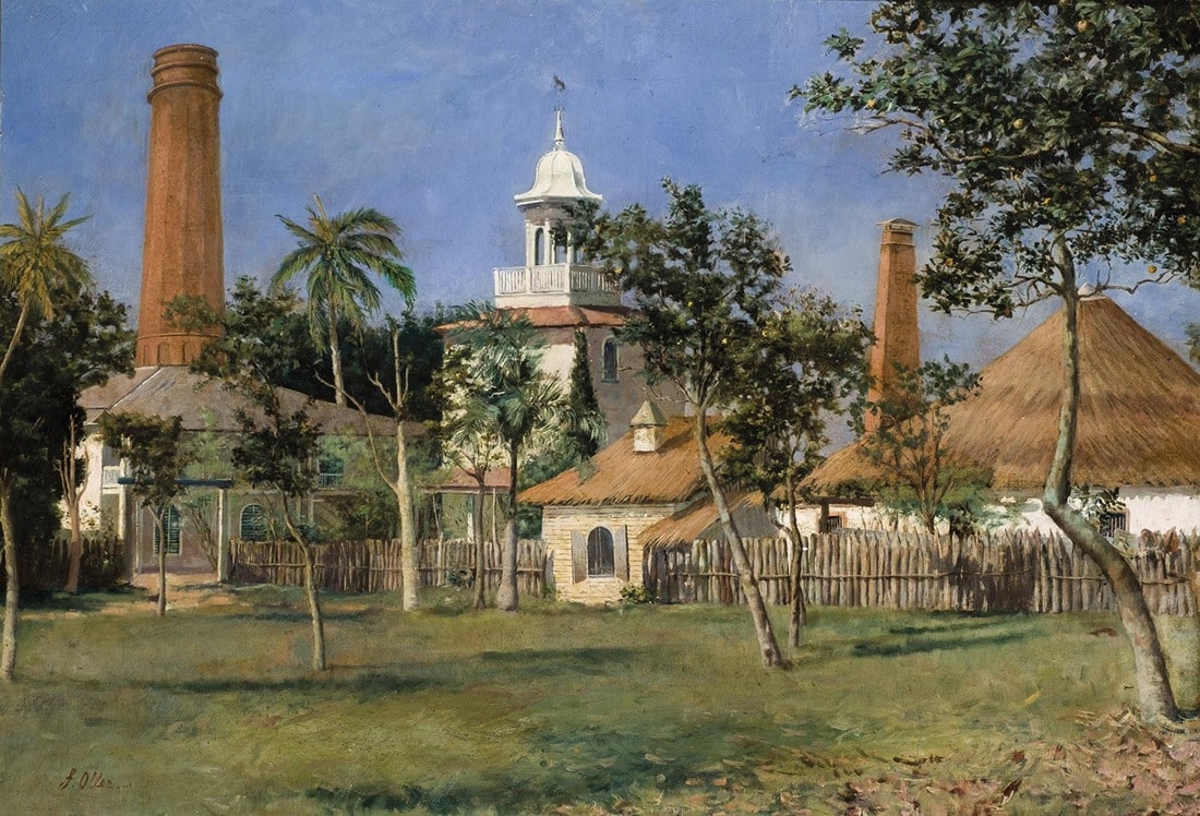 Francisco Oller y Cestero, Vista de hacienda - Molino de azúcar, h. 1890. Durán Subastas. Salida: 18.000 euros. Remate: 130.000 euros