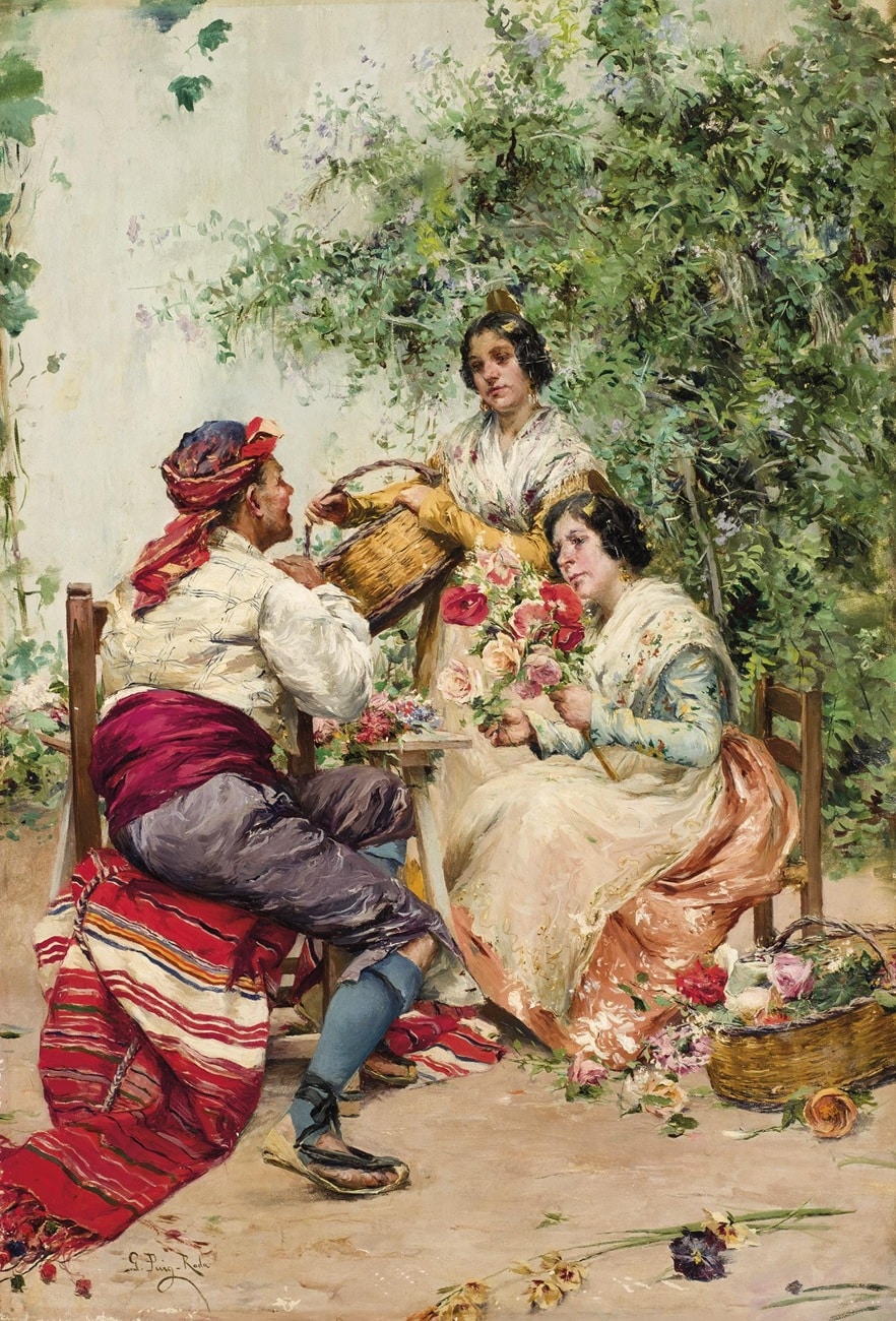 Gabriel Puig Roda, Galanteo con las floristas. Durán Subastas. Salida: 4.500 euros. Remate: 15.000 euros