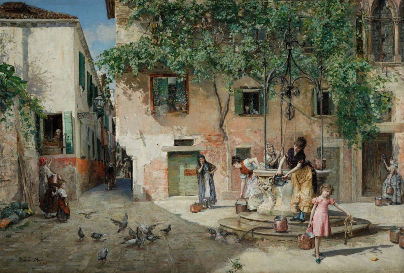 Ricardo de Madrazo, Mujeres venecianas sacando agua de un pozo, 1878. Ansorena Subastas. Salida: 30.000 euros. Remate: 38.000 euros