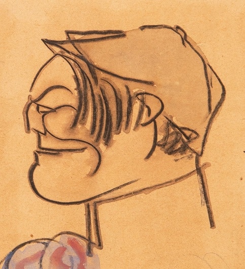 Pablo Picasso, Retrato de Nonell, 1900, detalle Una caricatura de Nonell por Picasso en Segre
