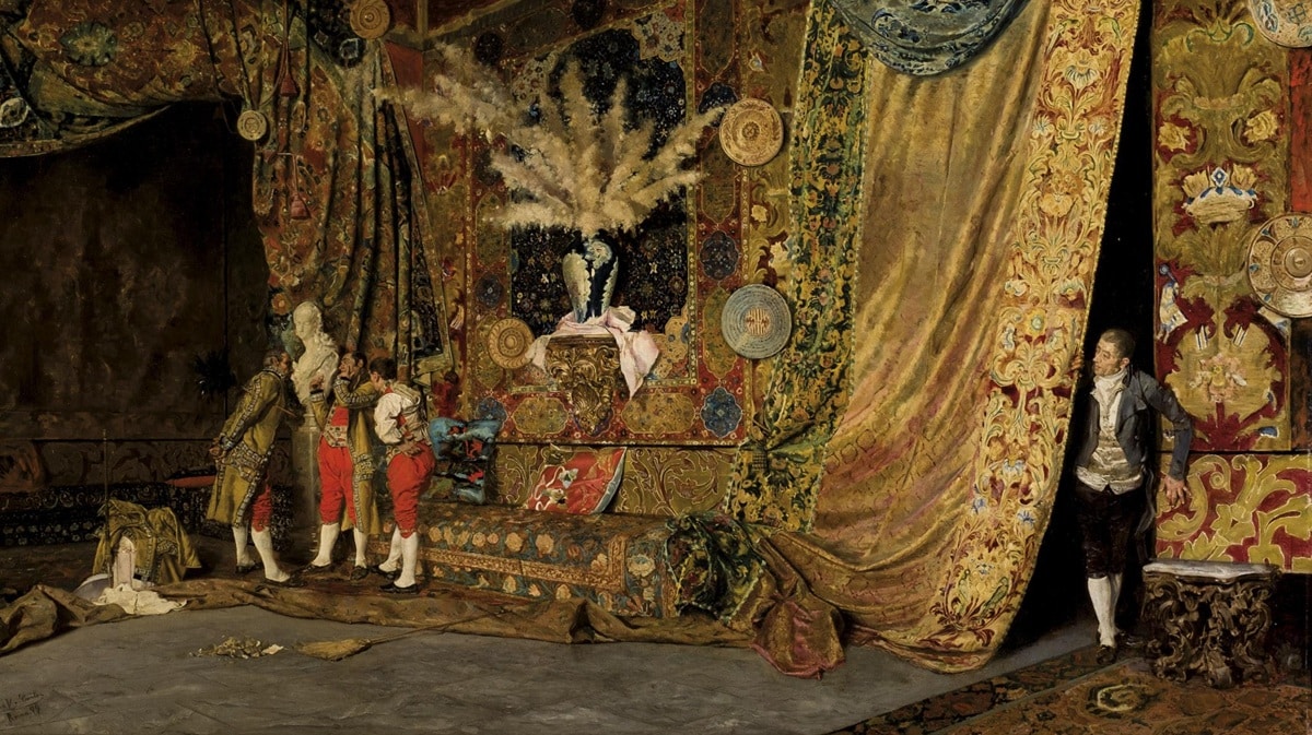 Ricardo Villegas, Los curiosos de palacio, 1879. Durán Subastas. Salida y remate: 19.000 euros