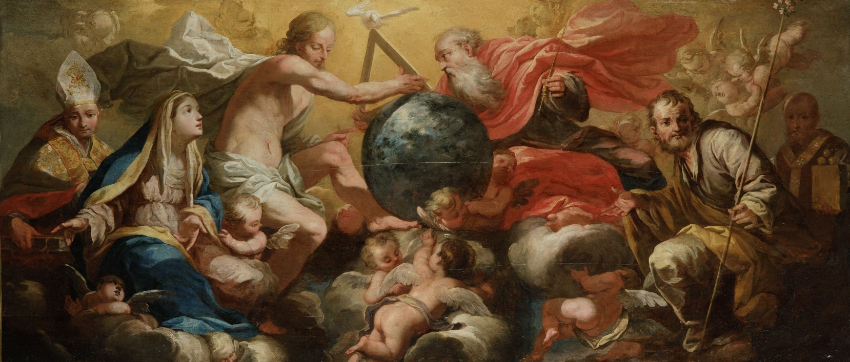 Anónimo del siglo XVII, La Virgen y san José con santos intercediendo ante la Santísima Trinidad. Ansorena Subastas. Salida y remate: 12.000 euros. Comprado por el Estado