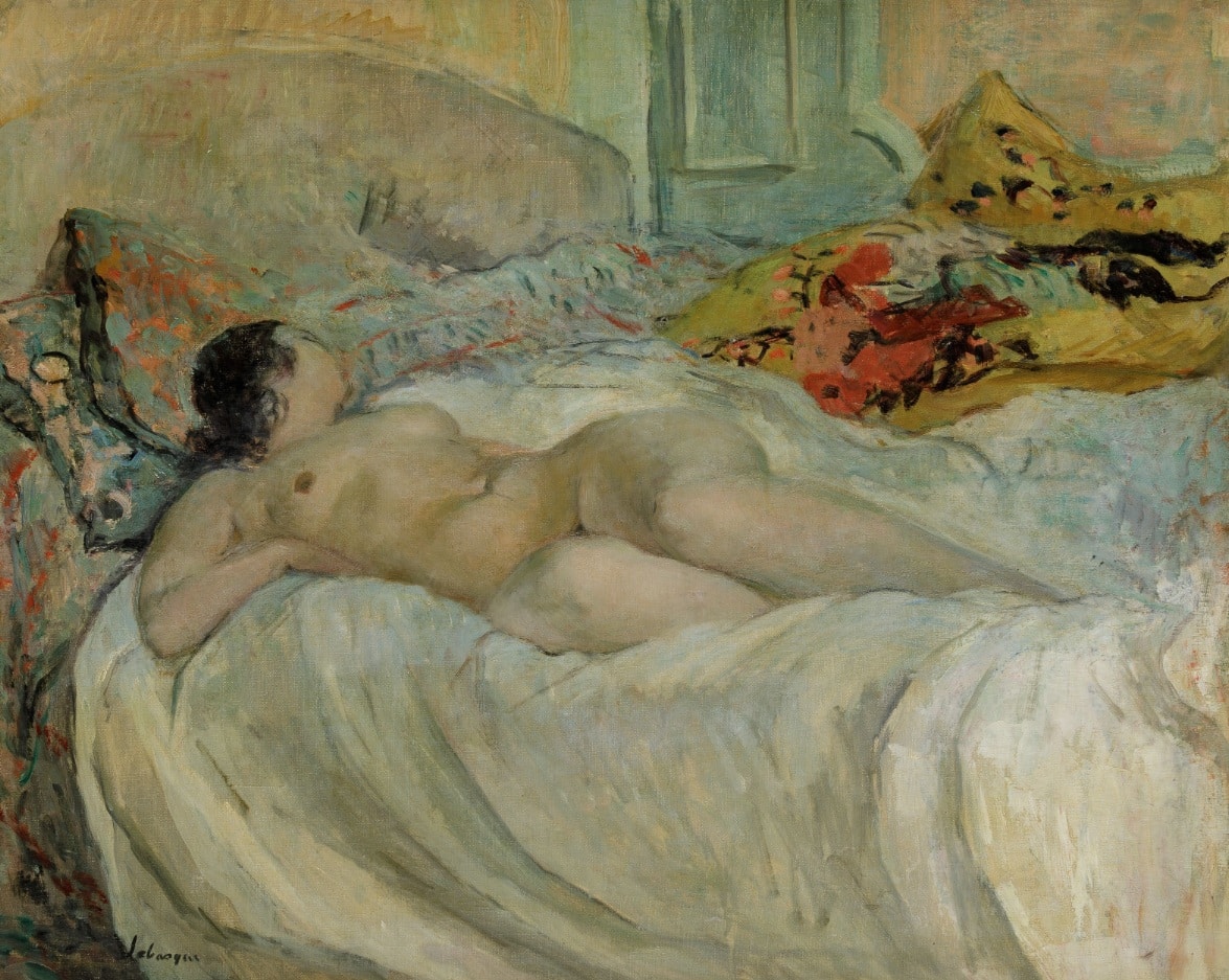 Henri Lebasque, Desnudo femenino con almohada amarilla, c. 1926. Ansorena Subastas. Salida: 50.000 euros. No vendido