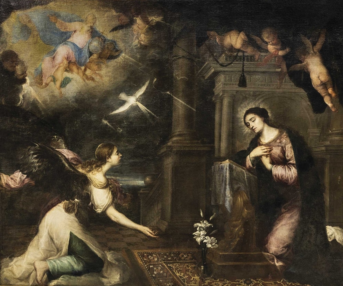 Escuela madrileña, segunda mitad del siglo XVII, Anunciación. Abalarte Subastas. Salida: 10.000 euros. Remate: 27.500 euros
