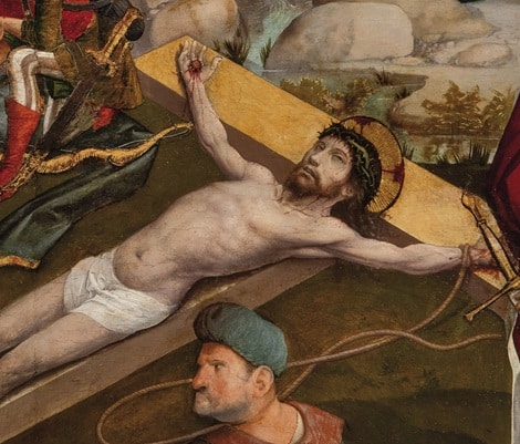 Alejo Fernández, Preparación para la crucifixión de Jesús, detalle Alejo Fernández, Preparación para la crucifixión de Jesús, detalle